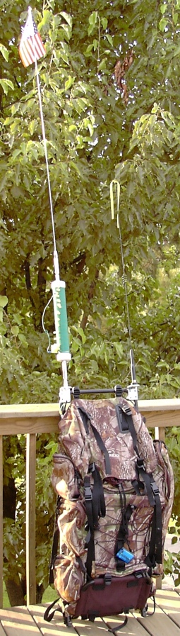 Back view of backpack with antennas
